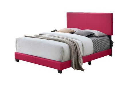 Full Pink PU Fabric Solid Wood Platform Bed Frame - Driftwood - Omega Lifestyles