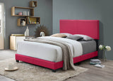 Full Pink PU Fabric Solid Wood Platform Bed Frame - Driftwood - Omega Lifestyles