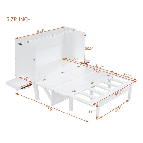 Full Size Murphy Bed With USB Port And Shelves - Sleep Galleria