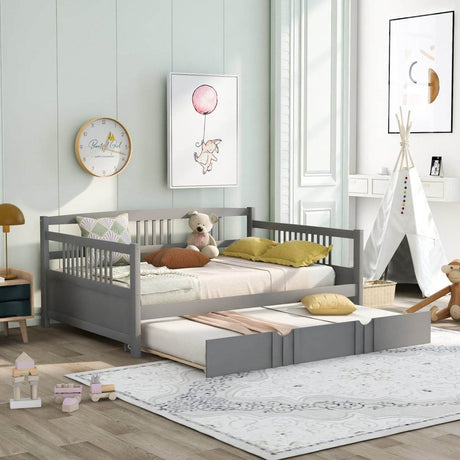 Full Size Solid Wood Daybed With Twin Trundle - Sleep Galleria