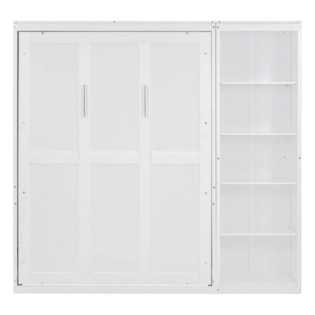 Full Size White Solid Wood Murphy Bed Wall Cabinet - Omega Lifestyles