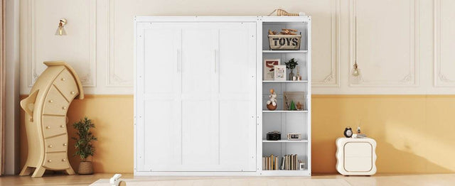 Full Size White Solid Wood Murphy Bed Wall Cabinet - Omega Lifestyles