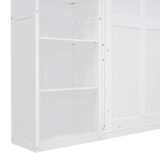 Full Size White Solid Wood Murphy Bed Wall Cabinet - Omega Lifestyles