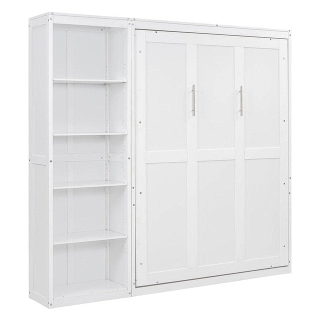 Full Size White Solid Wood Murphy Bed Wall Cabinet - Omega Lifestyles