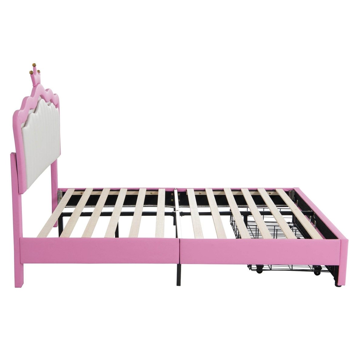 Full Upholstered Full Size Bed Frame With LED Lights - Driftwood - Omega Lifestyles