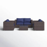 Fully Assembled 5 - Piece Brown Patio Rattan Sofa Set - Driftwood - Omega Lifestyles