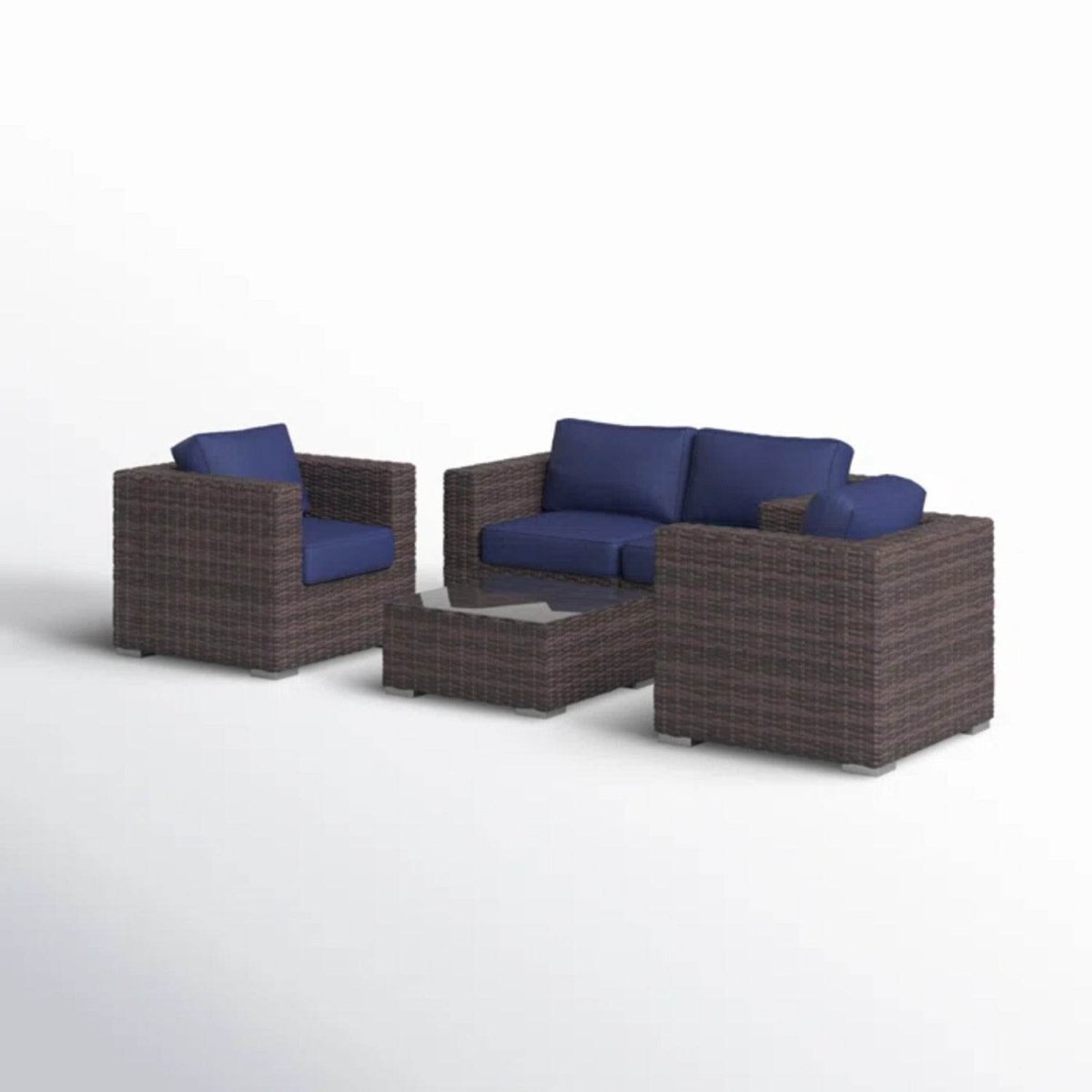 Fully Assembled 5 - Piece Brown Patio Rattan Sofa Set - Driftwood - Omega Lifestyles