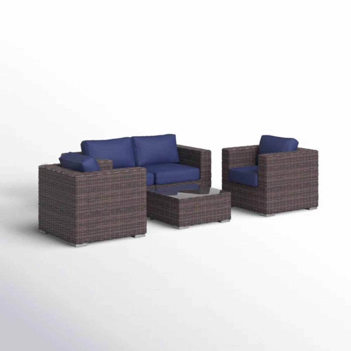 Fully Assembled 5 - Piece Brown Patio Rattan Sofa Set - Driftwood - Omega Lifestyles