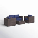 Fully Assembled 5 - Piece Brown Patio Rattan Sofa Set - Driftwood - Omega Lifestyles