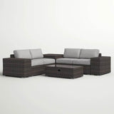 Fully Assembled 8 - Piece Outdoor Patio Rattan Sectional Set - Driftwood - Omega Lifestyles