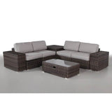 Fully Assembled 8 - Piece Outdoor Patio Rattan Sectional Set - Driftwood - Omega Lifestyles