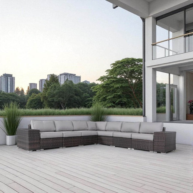 Fully Assembled Weather - Resistant Outdoor Wicker Patio Sofa - Driftwood - Omega Lifestyles