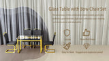 Glass Dining Table Set With Gold Legs And PU Chairs - Omega Lifestyles