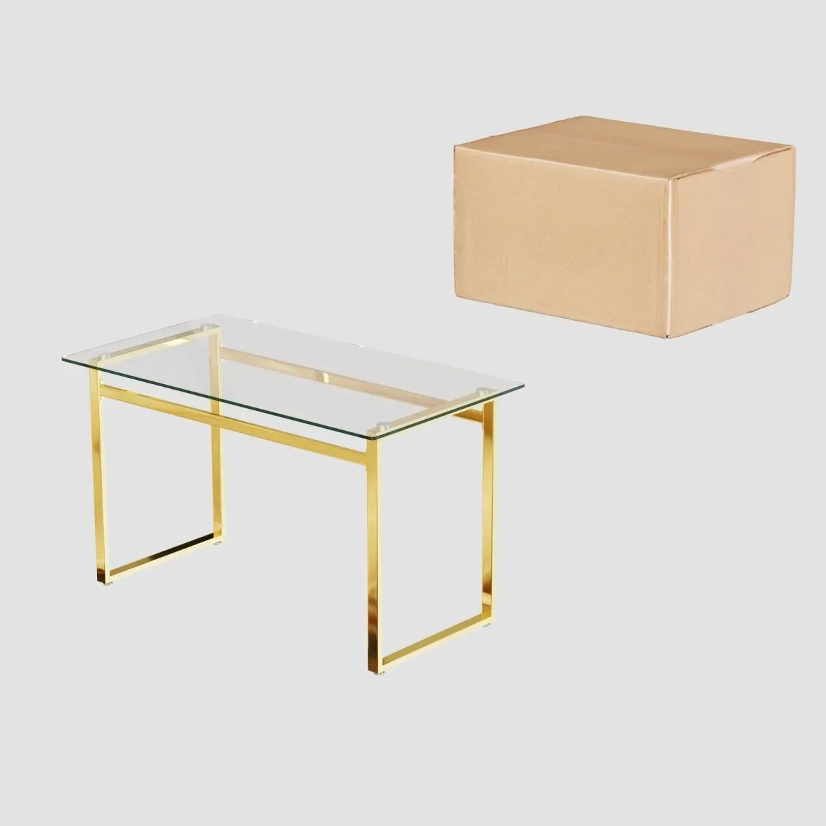 Glass Dining Table Set With Gold Legs And PU Chairs - Omega Lifestyles