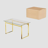Glass Dining Table Set With Gold Legs And PU Chairs - Omega Lifestyles