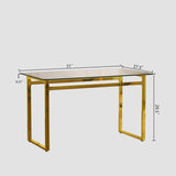Glass Dining Table Set With Gold Legs And PU Chairs - Omega Lifestyles