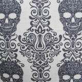 Gothic Damask Skull Cotton Linen Throw Pillow 20x20 Inch - Driftwood - Omega Lifestyles