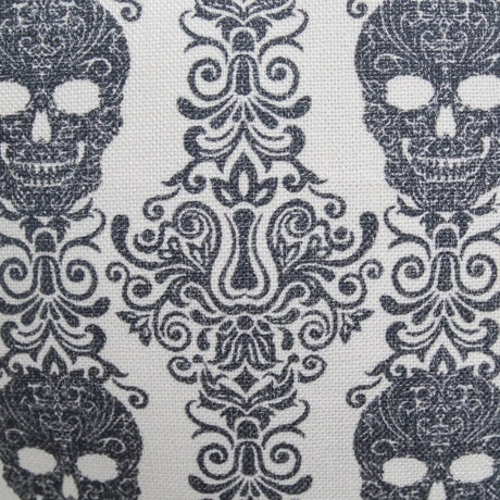 Gothic Damask Skull Cotton Linen Throw Pillow 20x20 Inch - Driftwood - Omega Lifestyles