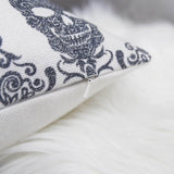 Gothic Damask Skull Cotton Linen Throw Pillow 20x20 Inch - Driftwood - Omega Lifestyles