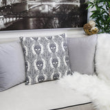 Gothic Damask Skull Cotton Linen Throw Pillow 20x20 Inch - Driftwood - Omega Lifestyles