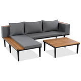 Gray Acacia Wood Outdoor Furniture Patio Sofa Set - Sleep Galleria