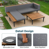 Gray Acacia Wood Outdoor Furniture Patio Sofa Set - Sleep Galleria