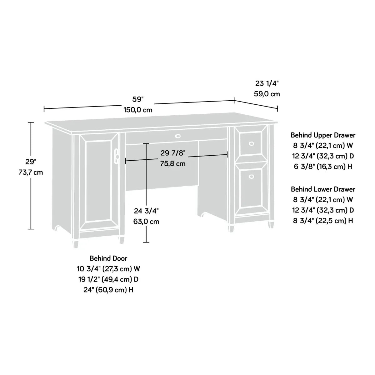 Gray Engineered Wood Coastal Computer Desk With Drawers - Omega Lifestyles