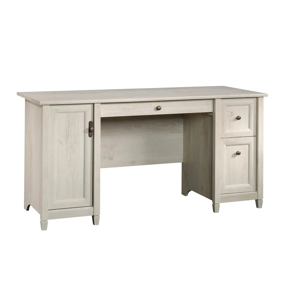 Gray Engineered Wood Coastal Computer Desk With Drawers - Omega Lifestyles