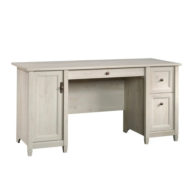 Gray Engineered Wood Coastal Computer Desk With Drawers - Omega Lifestyles