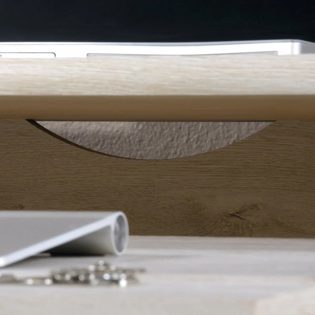 Gray Engineered Wood Coastal Computer Desk With Drawers - Omega Lifestyles