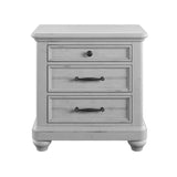 Gray Solid Wood Coastal Farmhouse 3 - Drawer Nightstand With USB - Driftwood - Omega Lifestyles