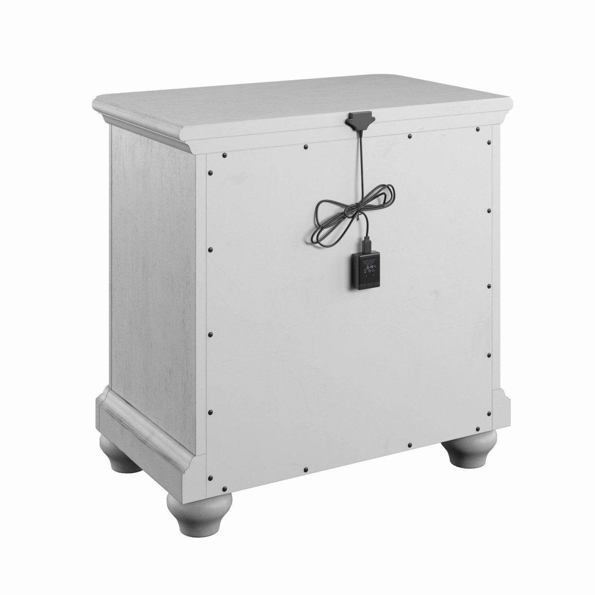 Gray Solid Wood Coastal Farmhouse 3 - Drawer Nightstand With USB - Driftwood - Omega Lifestyles