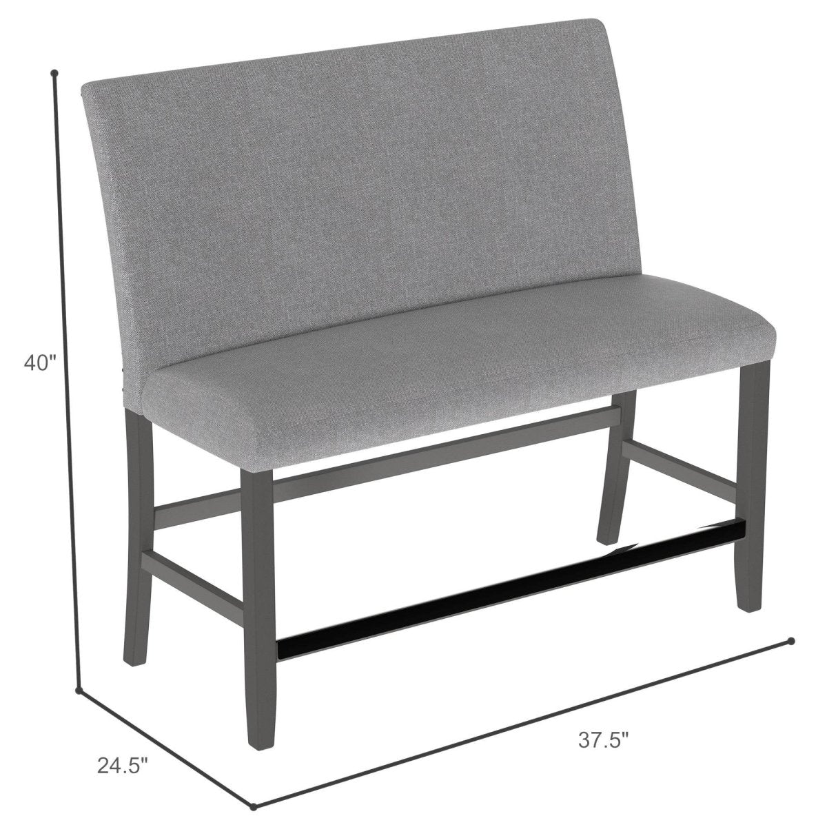Gray Upholstered Engineered Wood Transitional Bench With Back - Driftwood - Omega Lifestyles