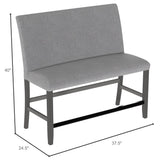 Gray Upholstered Engineered Wood Transitional Bench With Back - Driftwood - Omega Lifestyles