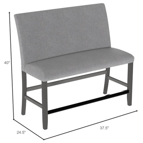Gray Upholstered Engineered Wood Transitional Bench With Back - Driftwood - Omega Lifestyles