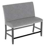 Gray Upholstered Engineered Wood Transitional Bench With Back - Driftwood - Omega Lifestyles
