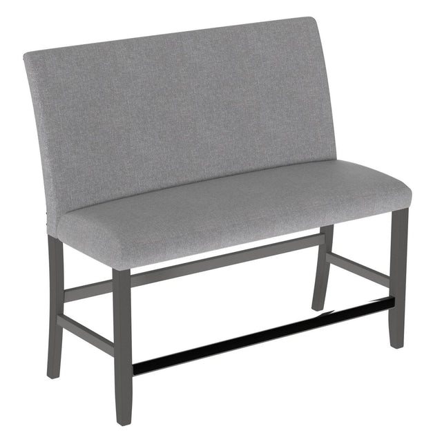 Gray Upholstered Engineered Wood Transitional Bench With Back - Driftwood - Omega Lifestyles