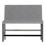 Gray Upholstered Engineered Wood Transitional Bench With Back - Driftwood - Omega Lifestyles