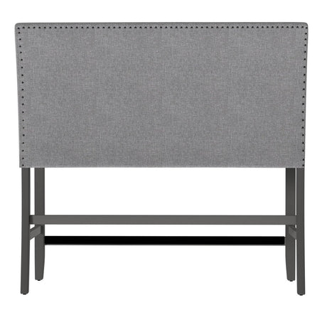 Gray Upholstered Engineered Wood Transitional Bench With Back - Driftwood - Omega Lifestyles