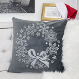 Gray Velvet Holiday Embroidered Snowflake Throw Pillow 20x20 - Driftwood - Omega Lifestyles