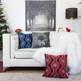 Gray Velvet Holiday Embroidered Snowflake Throw Pillow 20x20 - Driftwood - Omega Lifestyles