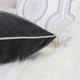 Gray Velvet Holiday Embroidered Snowflake Throw Pillow 20x20 - Driftwood - Omega Lifestyles