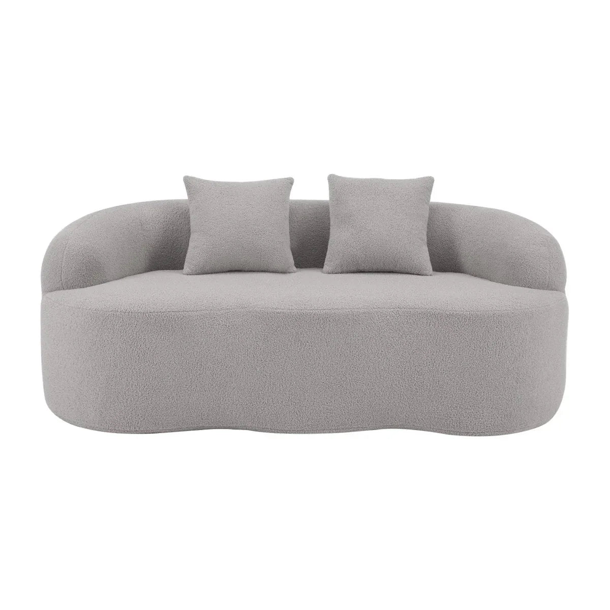 Grey Curved Soft Foam Spring Loveseat With Pillows - Omega Lifestyles