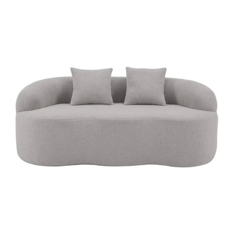 Grey Curved Soft Foam Spring Loveseat With Pillows - Omega Lifestyles