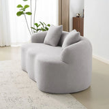 Grey Curved Soft Foam Spring Loveseat With Pillows - Omega Lifestyles