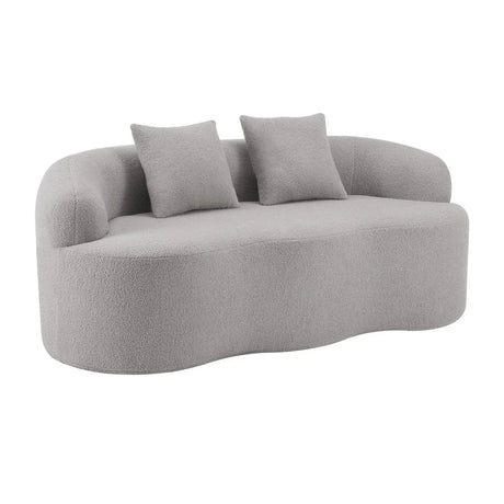 Grey Curved Soft Foam Spring Loveseat With Pillows - Omega Lifestyles