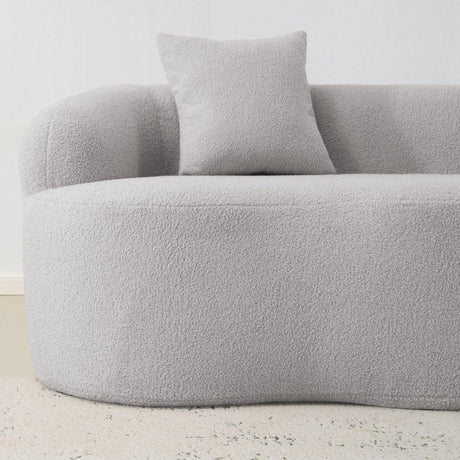 Grey Curved Soft Foam Spring Loveseat With Pillows - Omega Lifestyles
