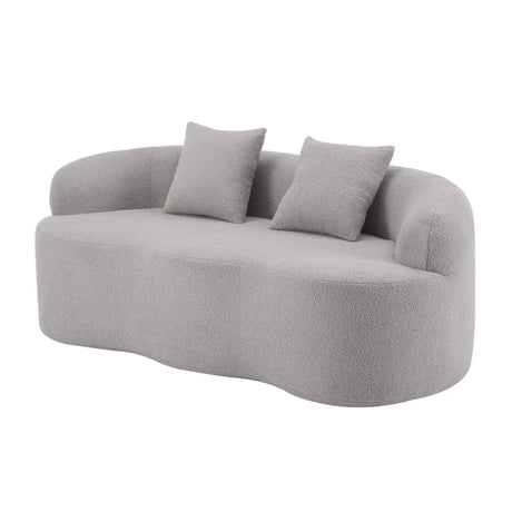 Grey Curved Soft Foam Spring Loveseat With Pillows - Omega Lifestyles