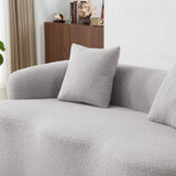 Grey Curved Soft Foam Spring Loveseat With Pillows - Omega Lifestyles