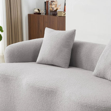 Grey Curved Soft Foam Spring Loveseat With Pillows - Omega Lifestyles